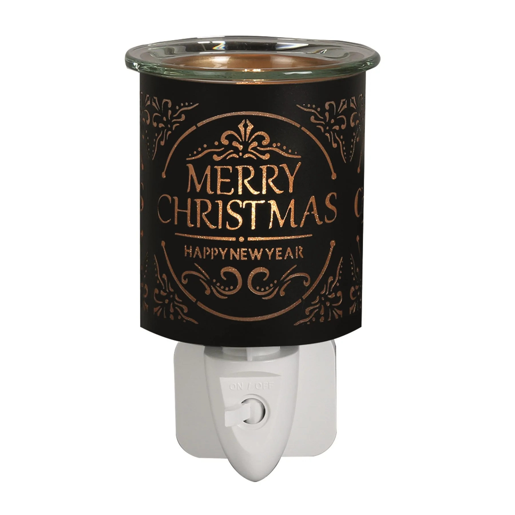 Plug In Wax Warmer -  Black & Gold Silhouette Merry Christmas