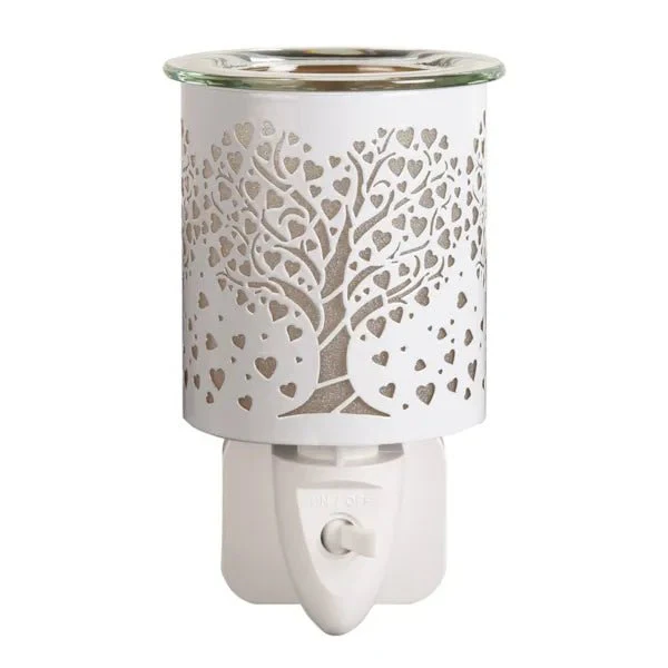 Plug-In White Glass Heart Tree Wax Melt Burner - Image 2