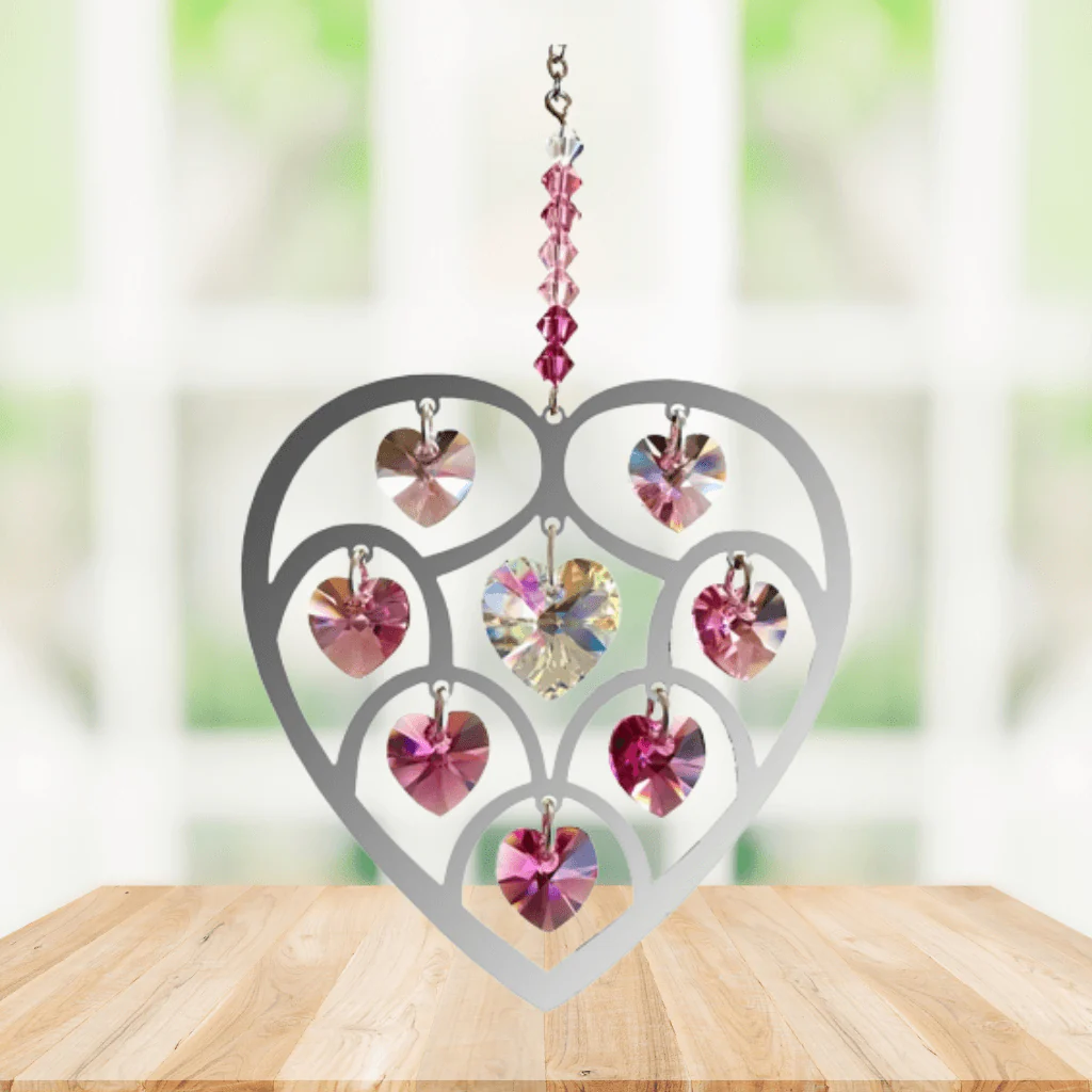 Heart of Hearts Deep Rose Crystal Suncatcher – Pure Radiance Collection - Image 2