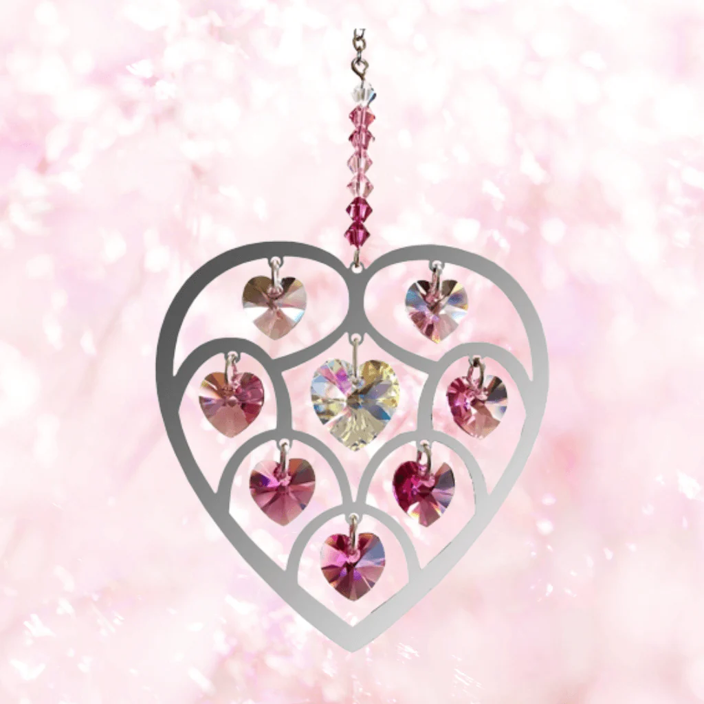 Heart of Hearts Deep Rose Crystal Suncatcher – Pure Radiance Collection - Image 3