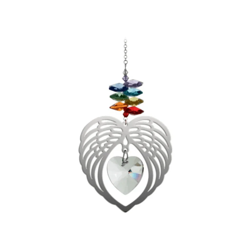 Angel Wing Heart Chakra Crystal Suncatcher – Pure Radiance