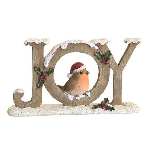 Robin JOY Sign Decoration 14.5cm – Christmas Ornament