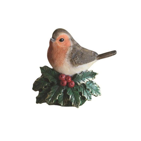 Robin on Holly Ornament 7cm