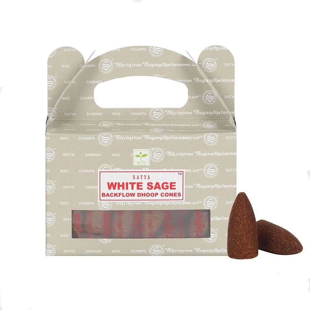 Satya Backflow Dhoop Incense Cones - White Sage