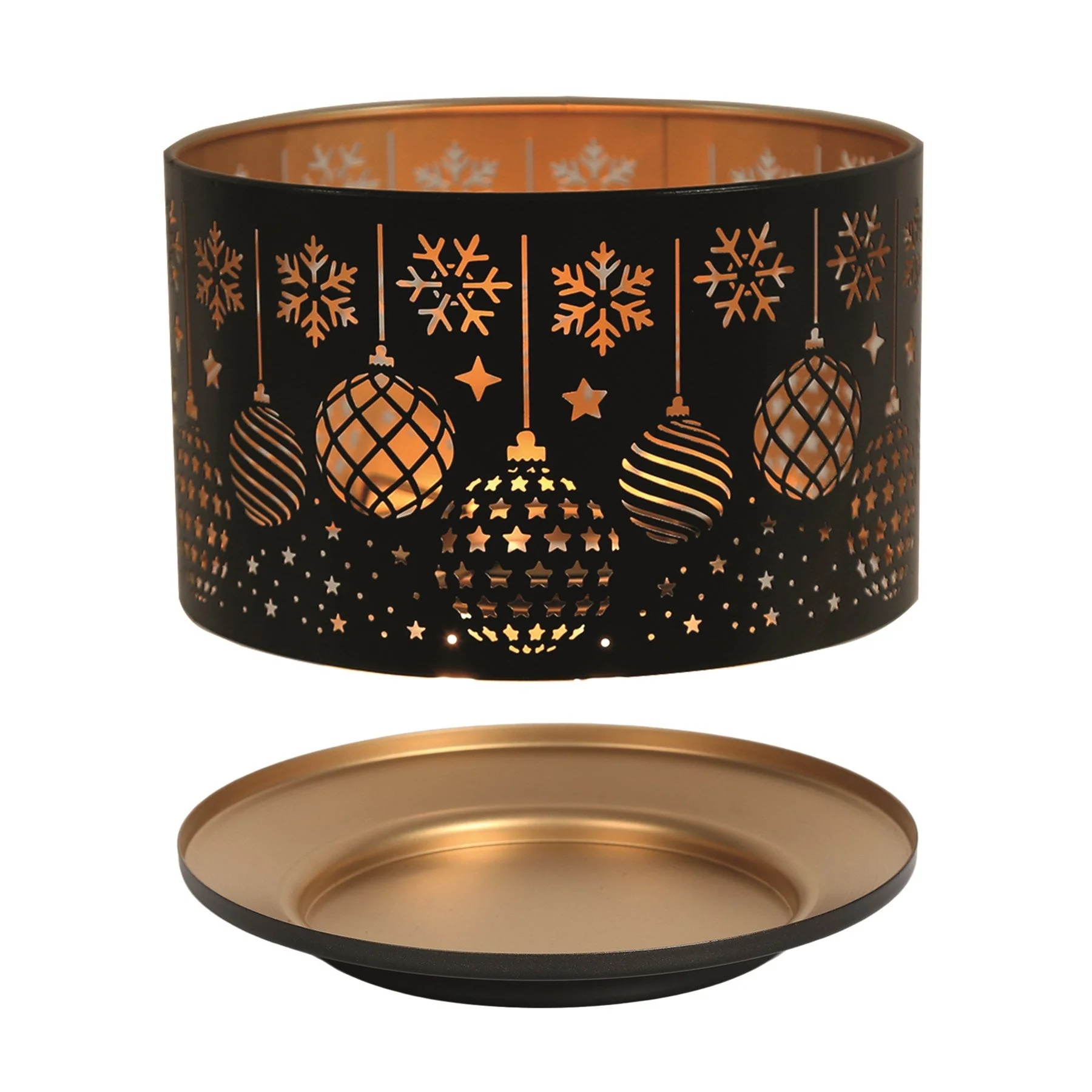 Shade and Tray Metal Silhouette - Black and Gold Baubles