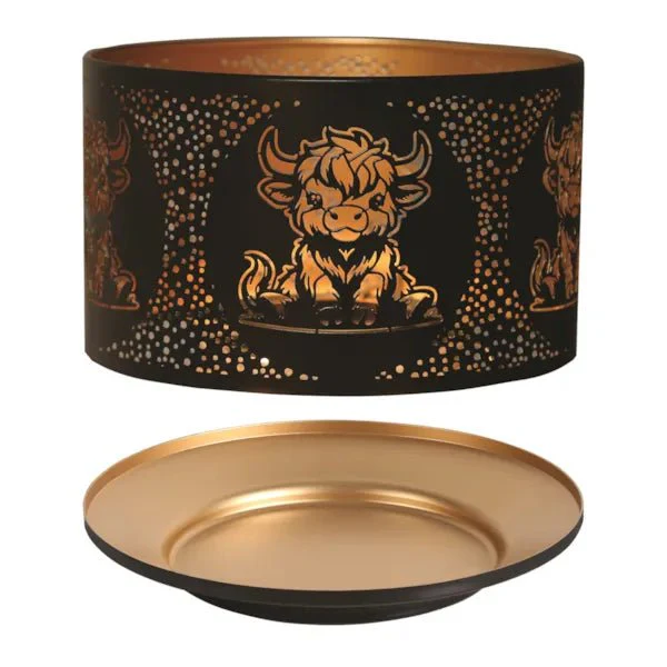 Shade and Tray Metal Silhouette - Black Highland Cow