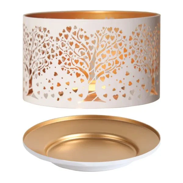 Shade and Tray Metal Silhouette - White Heart Tree