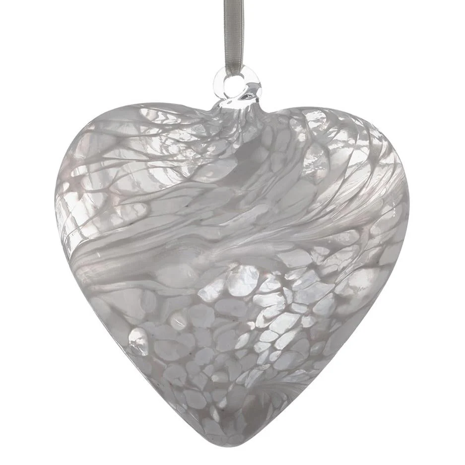 Sienna Glass 12cm Friendship Heart - White