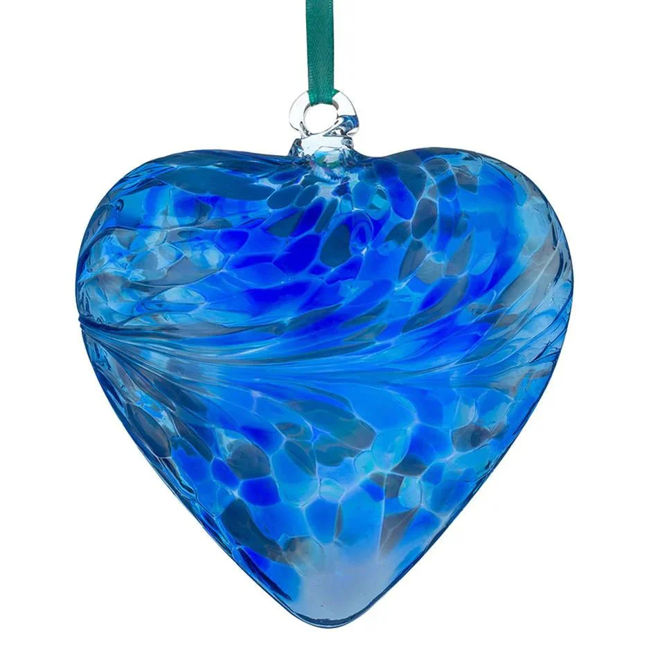 Sienna Glass 8cm Friendship Heart - Blue