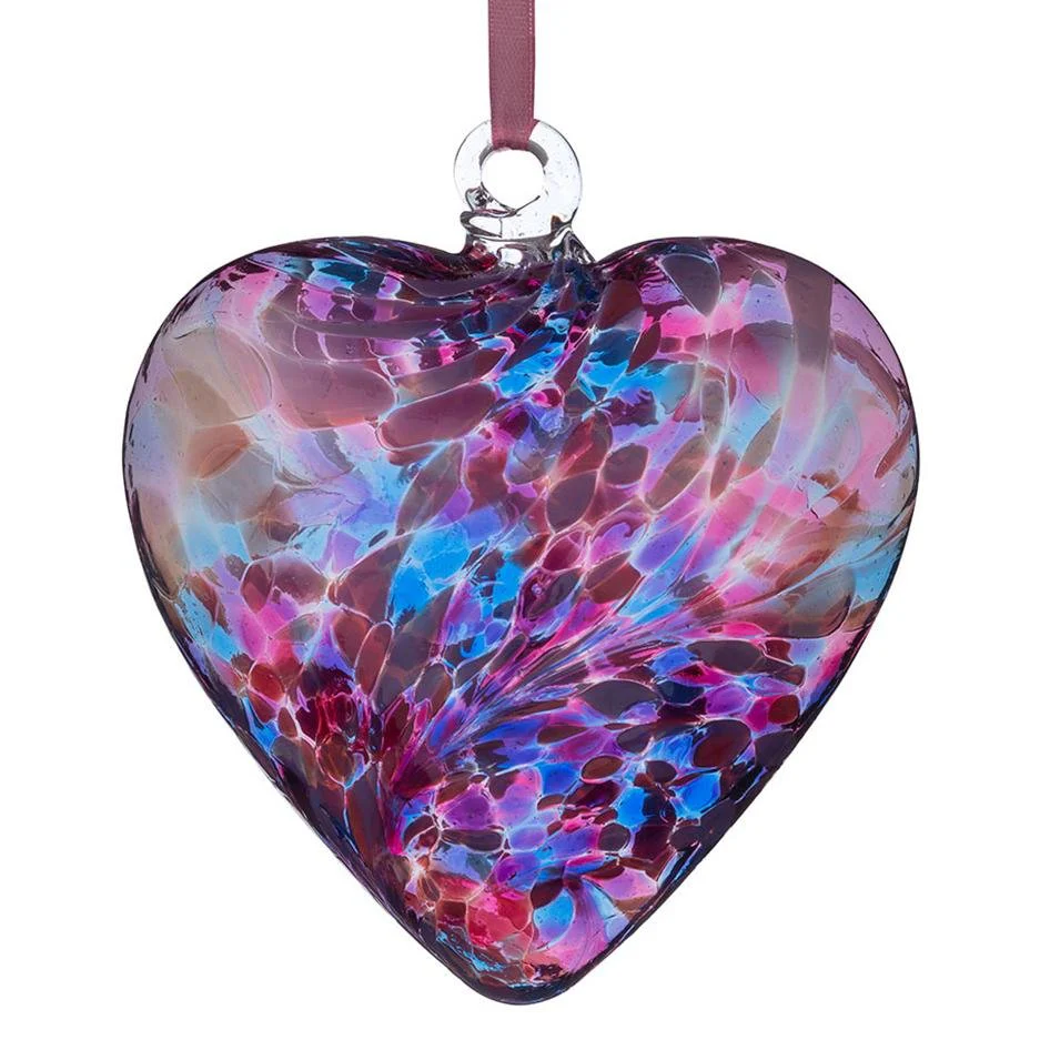 Sienna Glass 8cm Friendship Heart - Blue & Pink