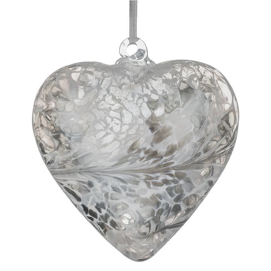 Sienna Glass 8cm Friendship Heart - Pastel Silver