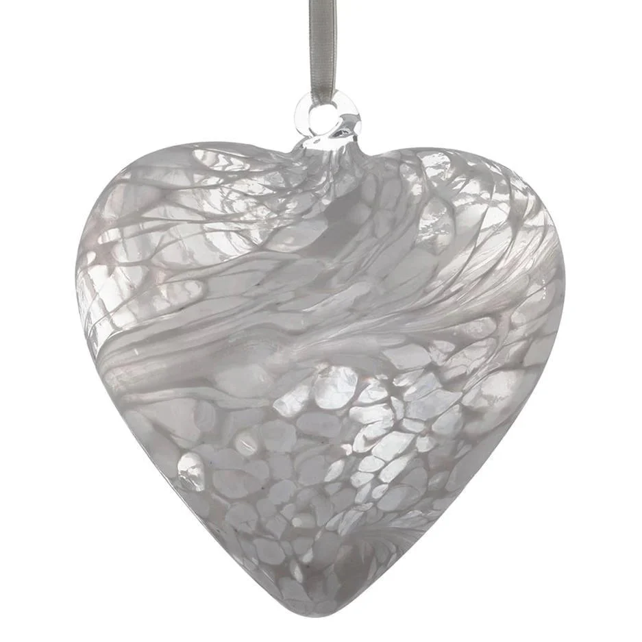 Sienna Glass 8cm Friendship Heart - White