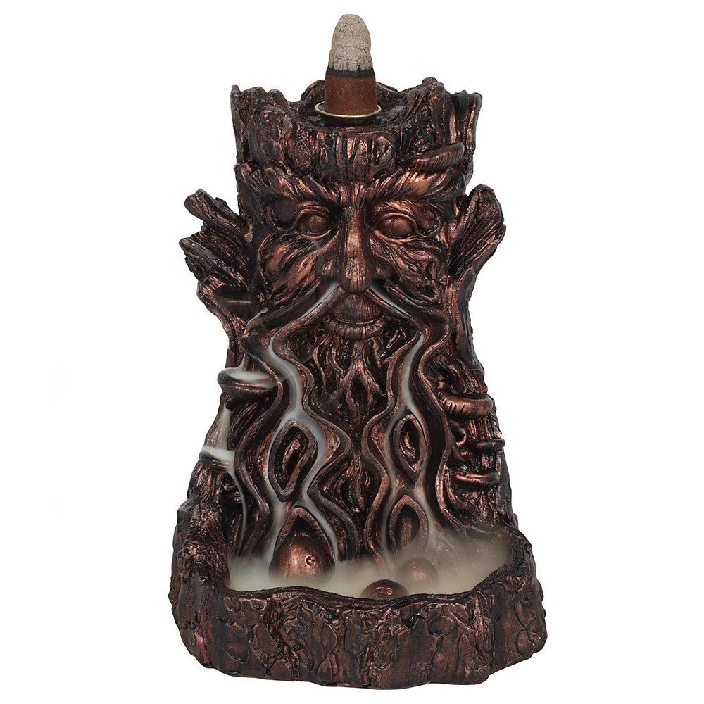Bronze Effect Backflow Incense Burner - Tree Man Small