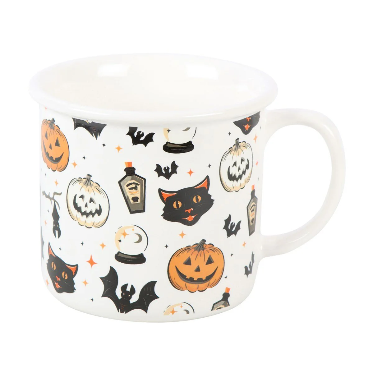 Spooky Cat & Pumpkin Ceramic Mug - Image 3