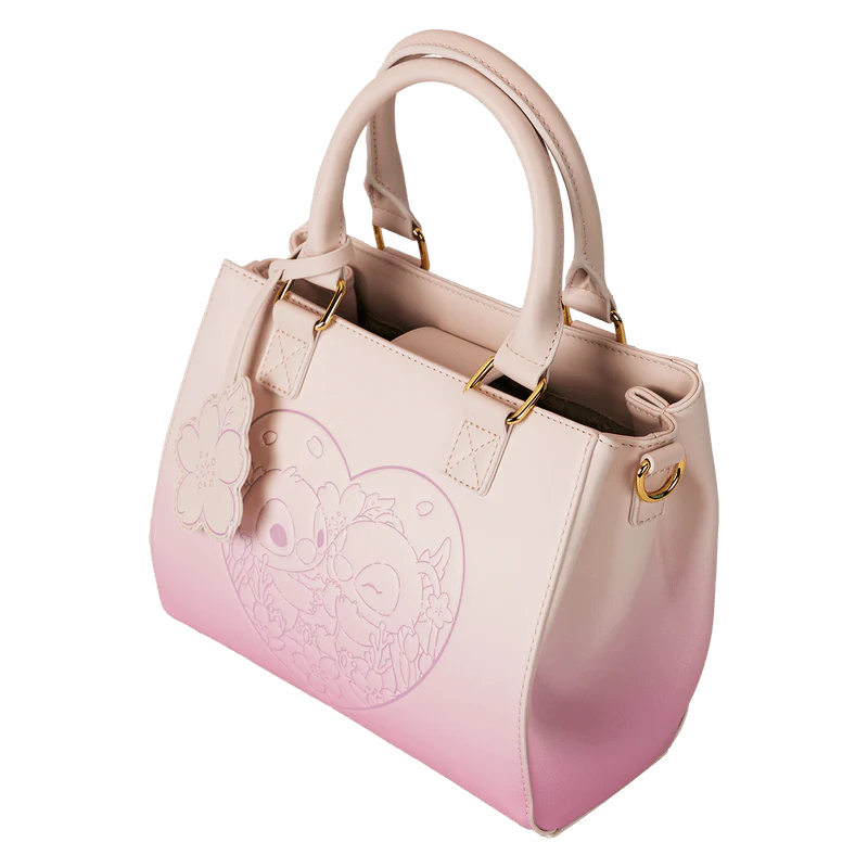 Loungefly Stitch & Angel Cherry Blossom Heart Crossbody Bag - Image 3