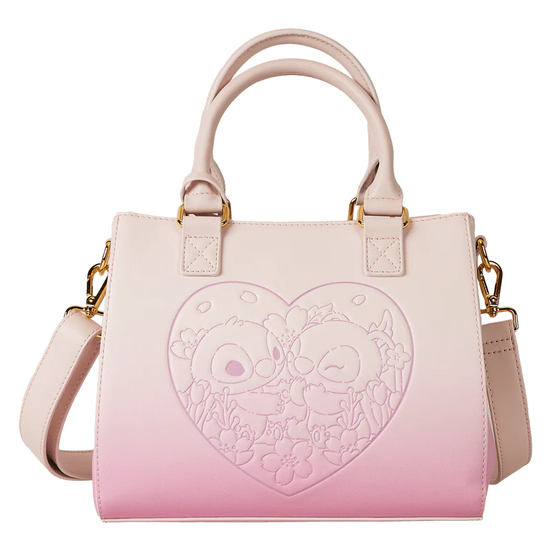 Loungefly Stitch & Angel Cherry Blossom Heart Crossbody Bag - Image 4