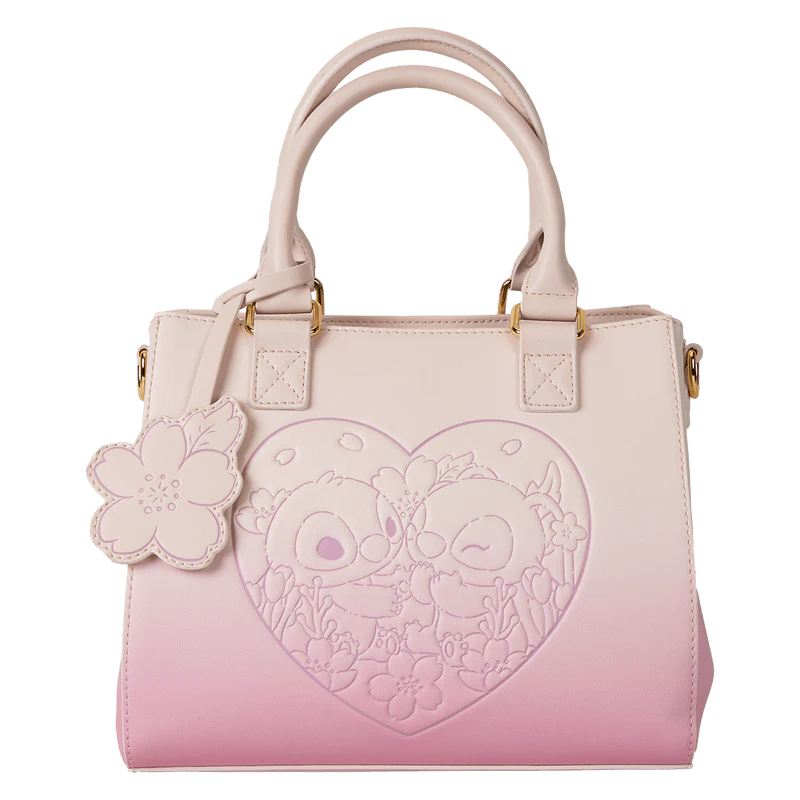 Loungefly Stitch & Angel Cherry Blossom Heart Crossbody Bag - Image 6