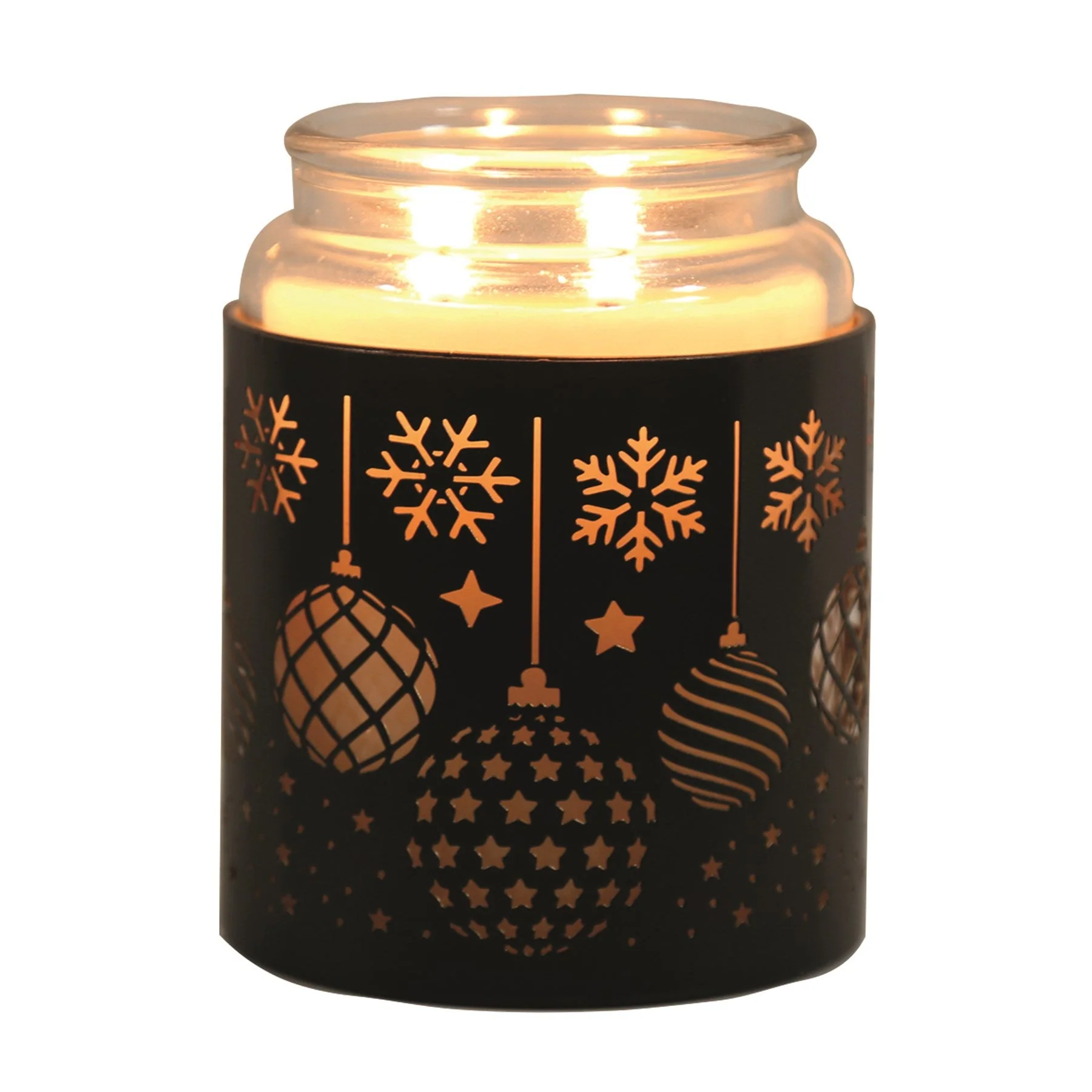 Tealight Wax Melter and Candle Holder - Black & Gold Silhouette Baubles - Image 2