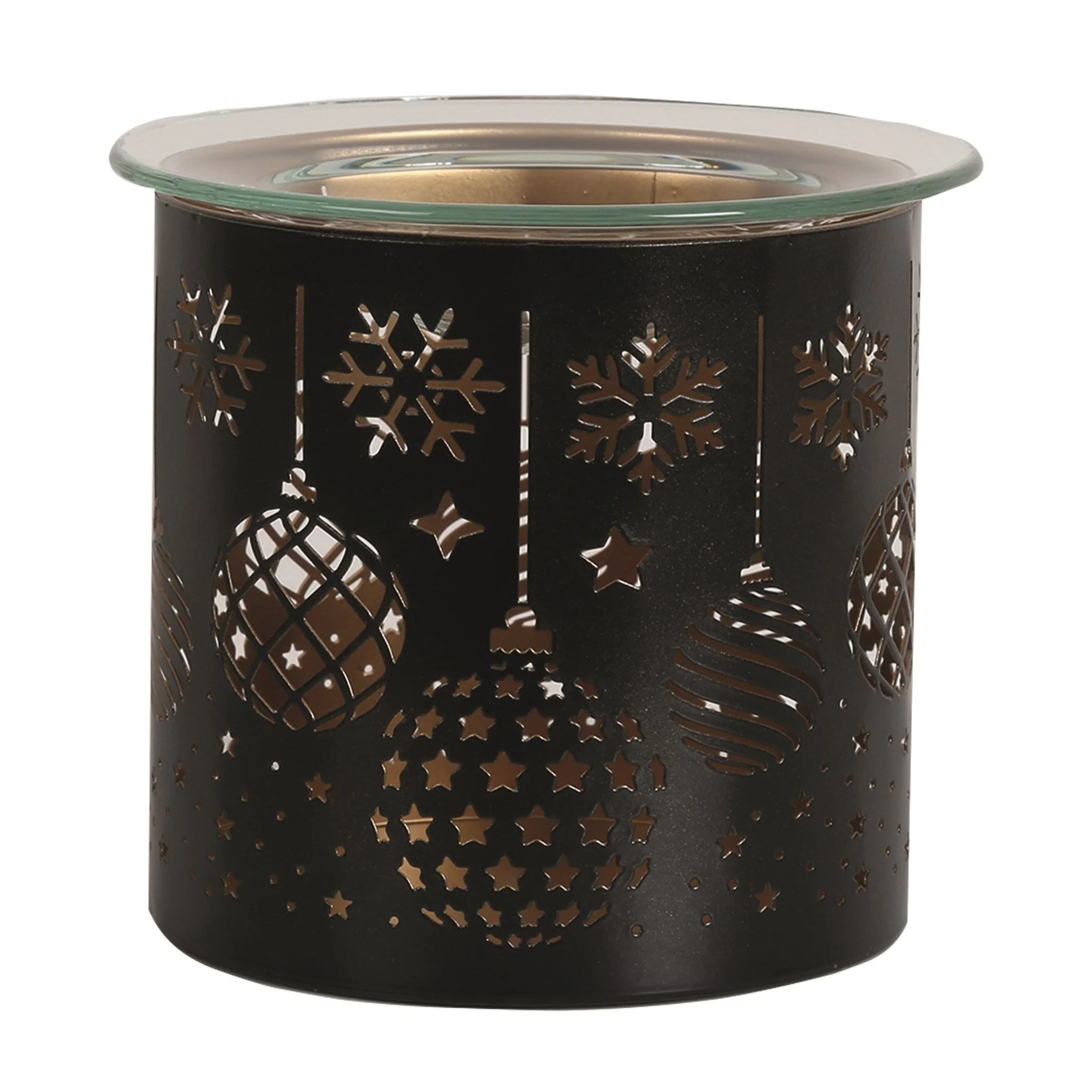 Tealight Wax Melter and Candle Holder - Black & Gold Silhouette Baubles - Image 4