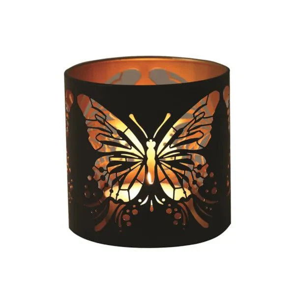 Tealight Wax Melter and Candle Holder - Black & Gold Silhouette Butterfly - Image 3