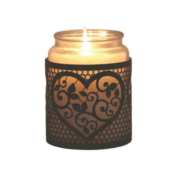Black Heart Cutout Wax Melt Burner – Metal & Glass - Image 3