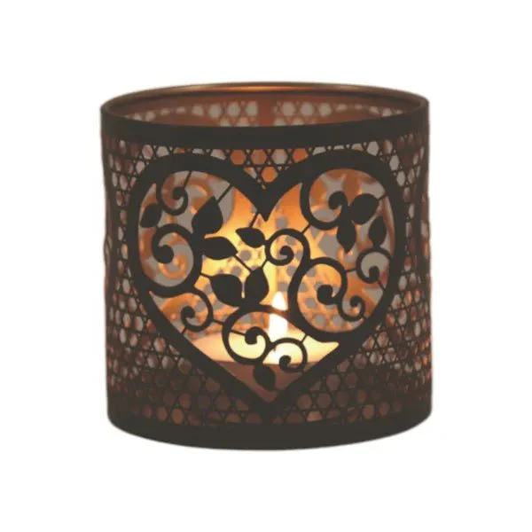 Black Heart Cutout Wax Melt Burner – Metal & Glass - Image 4