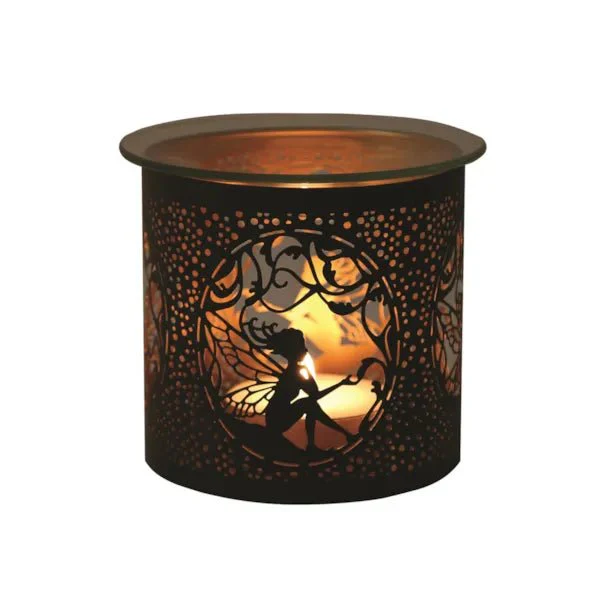 Tealight Wax Melter and Candle Holder - Black & Gold Silhouette Seated Fairy