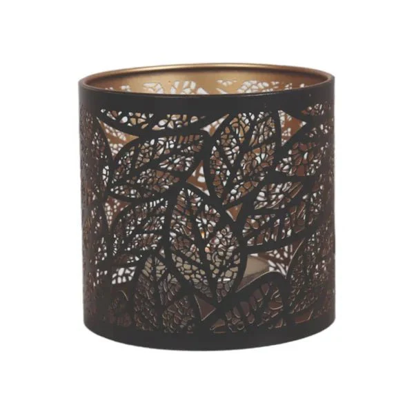Black Leaf Cut-Out Wax Melt Burner with Glass Dish - Image 4