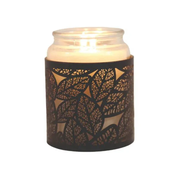 Black Leaf Cut-Out Wax Melt Burner with Glass Dish - Image 5