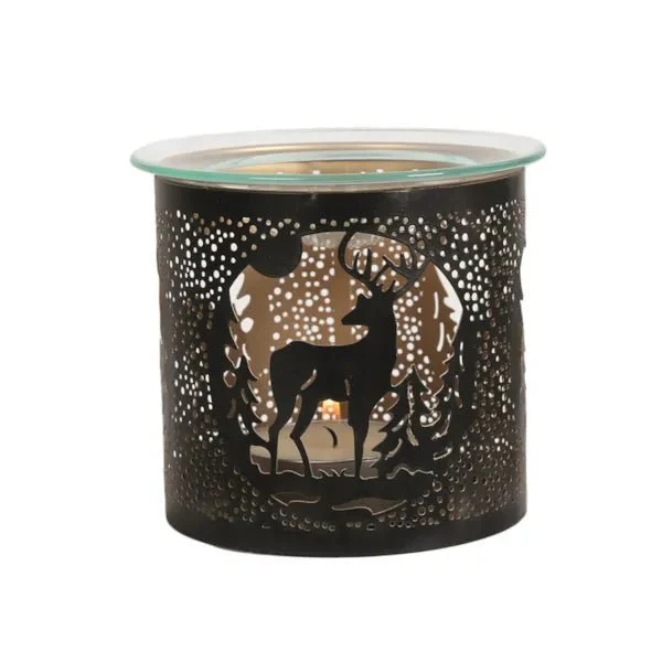 Black Reindeer Scene Wax Melt Burner – Winter Woodland Glow - Image 2
