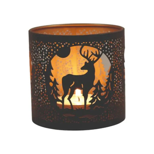 Black Reindeer Scene Wax Melt Burner – Winter Woodland Glow - Image 3