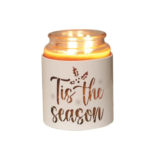 Tealight Wax Melter and Candle Holder Tis the Season White/Gold 10.5cm - Image 3