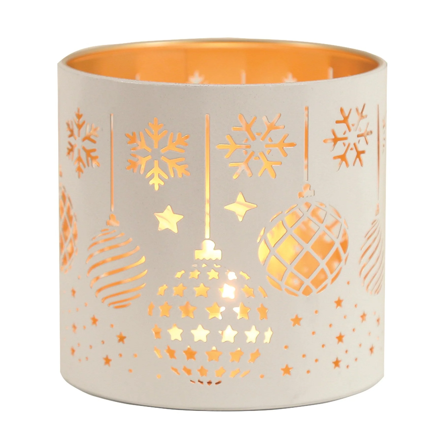 Tealight Wax Melter and Candle Holder - White & Gold Silhouette Baubles - Image 3