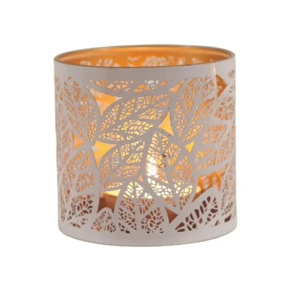 White Leaf Cutout Wax Melt Burner – Botanical Glow Design - Image 3