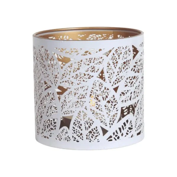 White Leaf Cutout Wax Melt Burner – Botanical Glow Design - Image 4