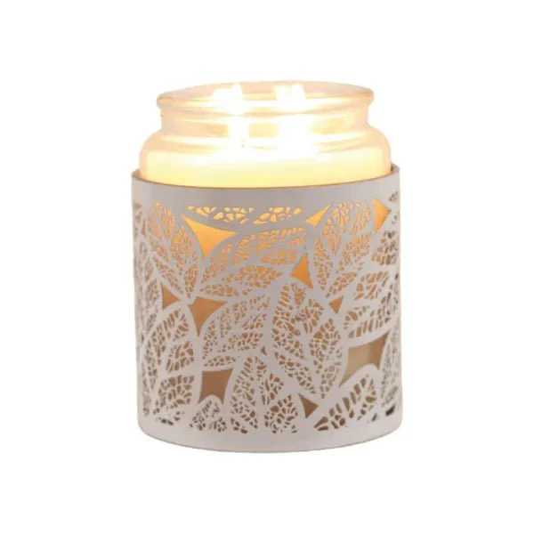 White Leaf Cutout Wax Melt Burner – Botanical Glow Design - Image 5