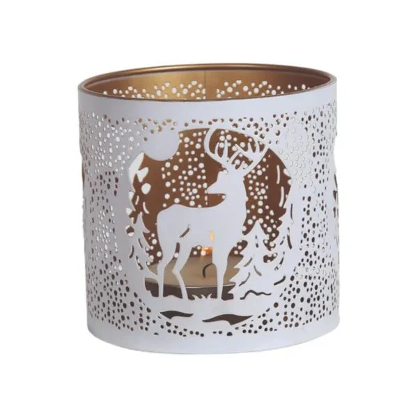 Reindeer Scene Wax Melt Burner – White & Gold Winter Forest - Image 4