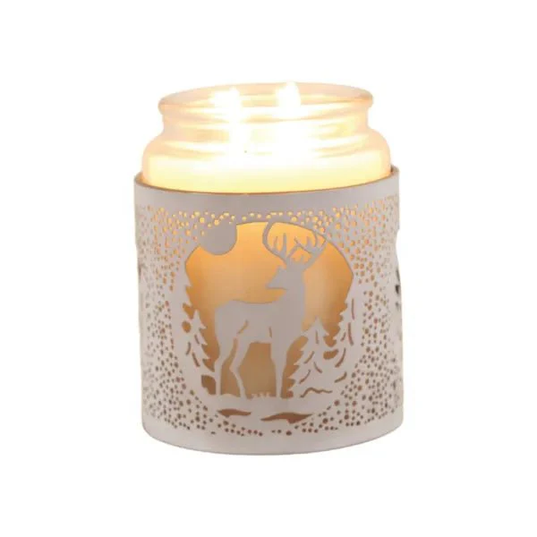 Reindeer Scene Wax Melt Burner – White & Gold Winter Forest - Image 5