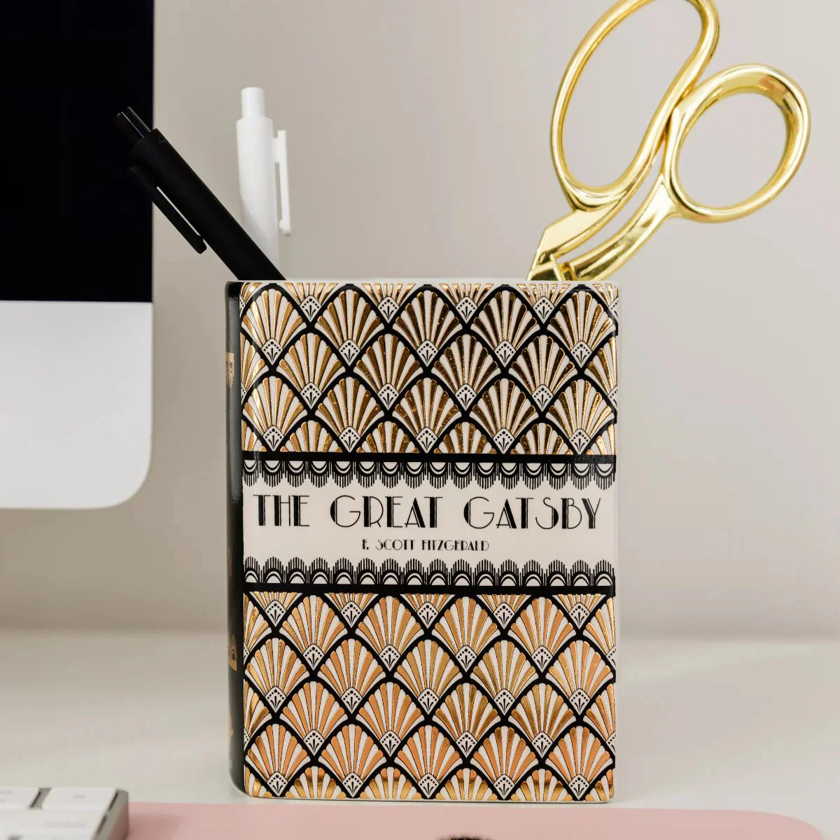 The Great Gatsby Ceramic Book Vase – Art Deco Vase - Image 3