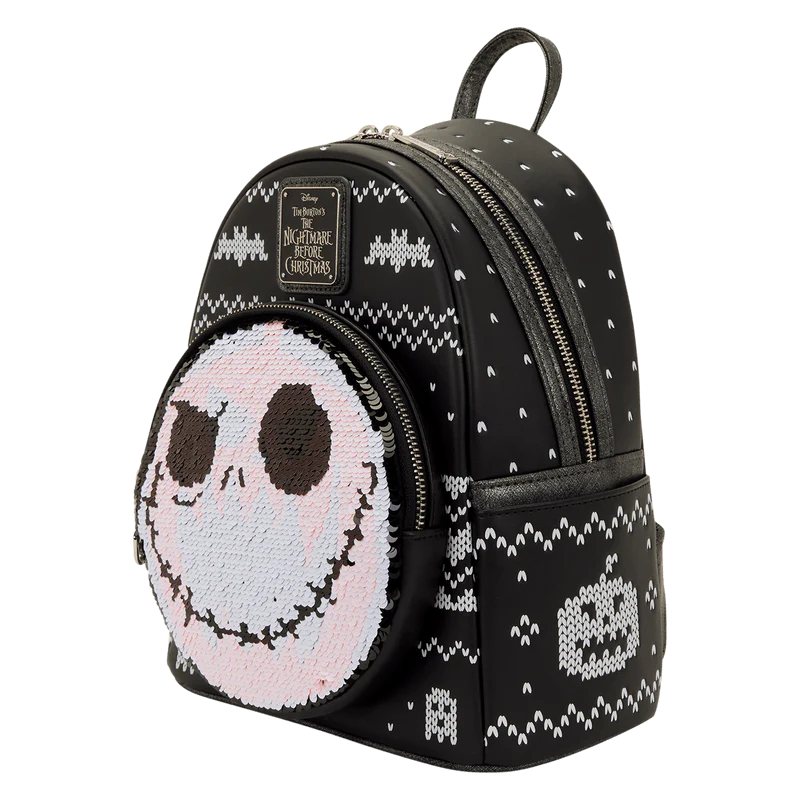 Loungefly The Nightmare Before Christmas Jack Skellington Reversible Sequins Mini Backpack - Image 2