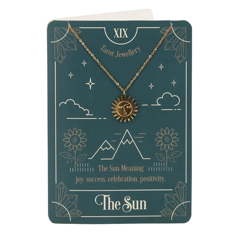 Tarot Necklace on Greeting Card - The Sun