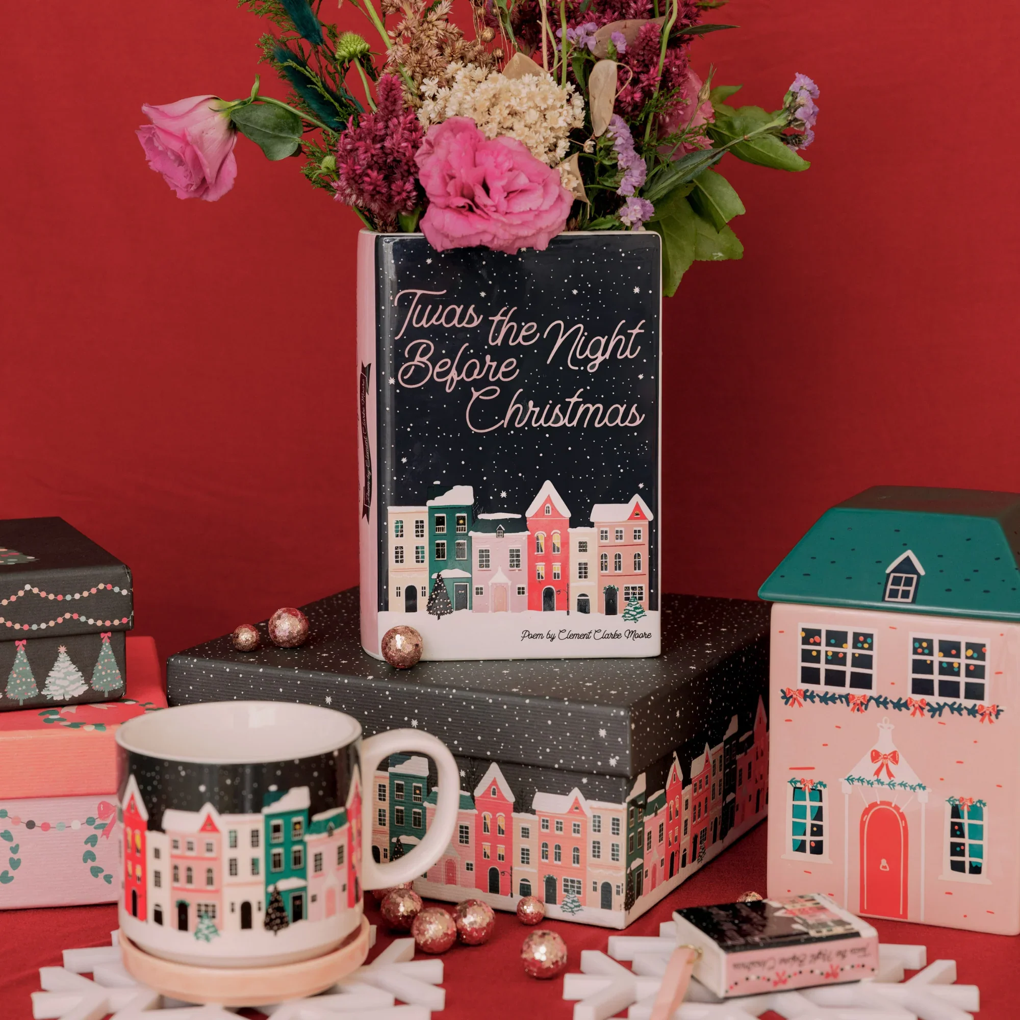 Twas the Night Before Christmas Ceramic Book Vase – Large - Image 4
