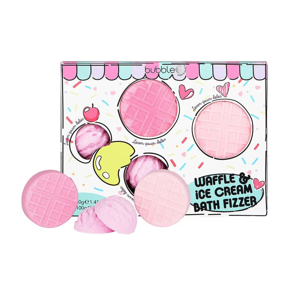Waffle & Ice Cream Bath Bomb Gift Set - Set of 4 - Image 3