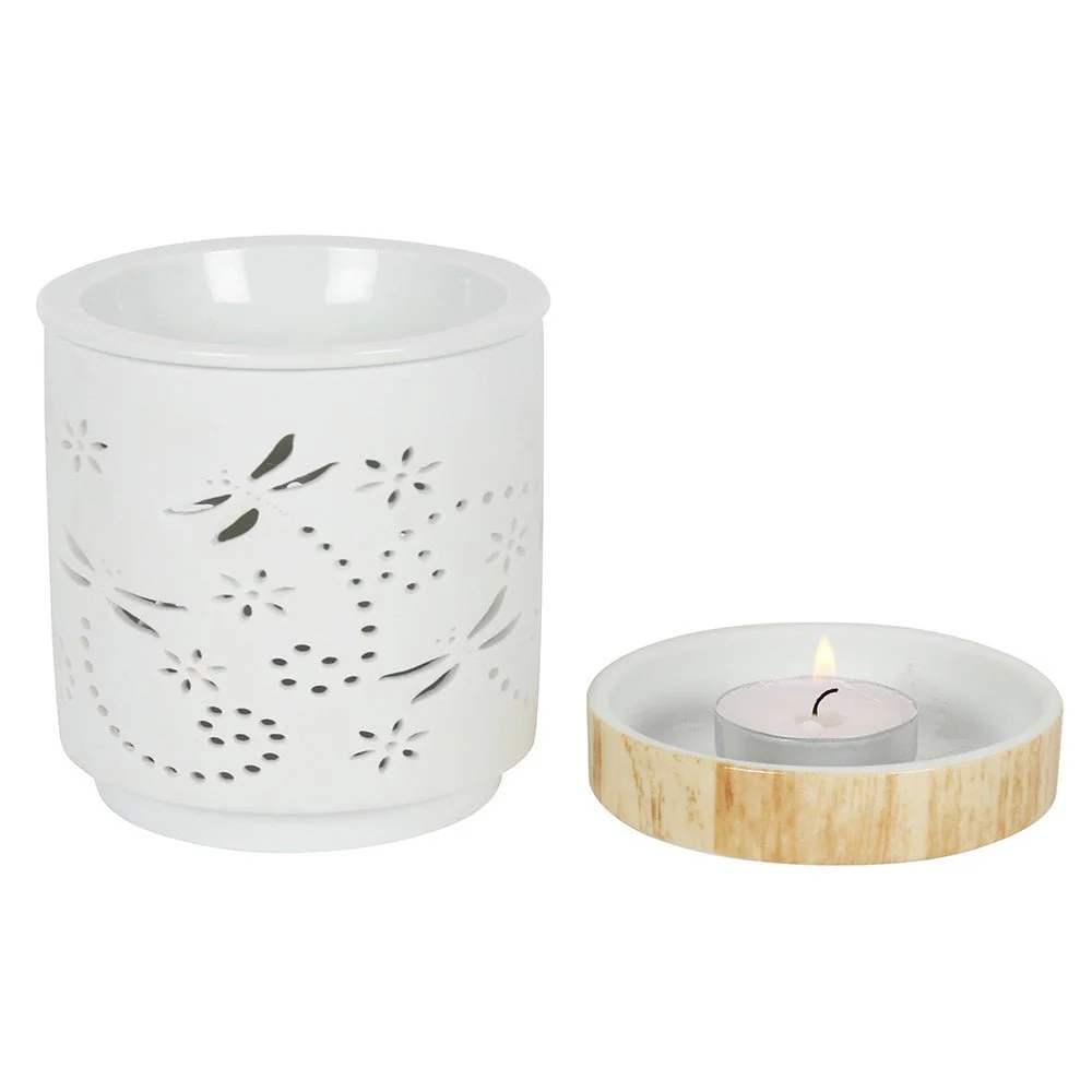 White Ceramic Warmer - Dragonfly - Image 2
