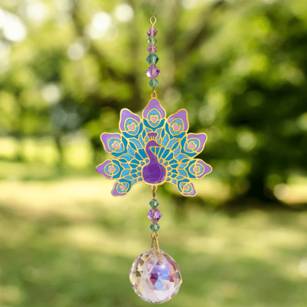 Peacock Purple Crystal Suncatcher – Crystal Dreams Range - Image 3
