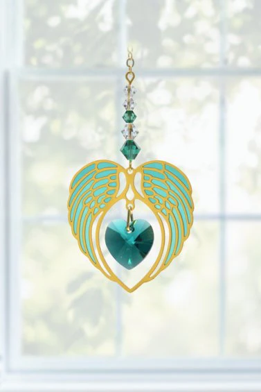 Wild Things Gold Angel Wing Heart - Blue Zircon - Image 2