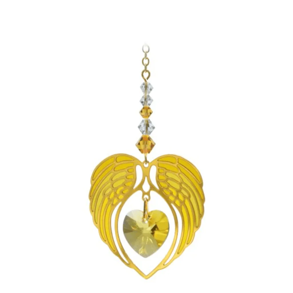 Wild Things Gold Topaz Angel Wing Heart – November Birthstone Gift