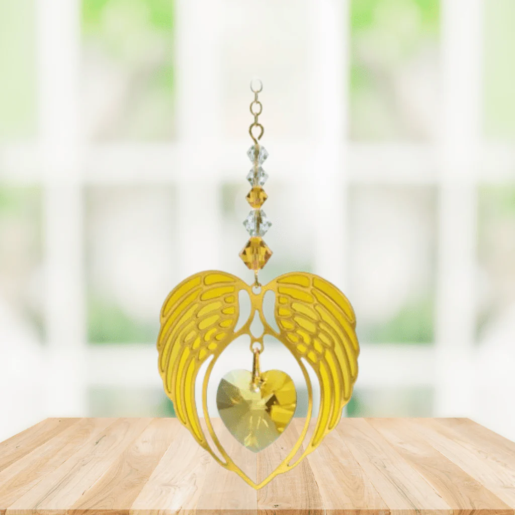 Wild Things Gold Topaz Angel Wing Heart – November Birthstone Gift - Image 2