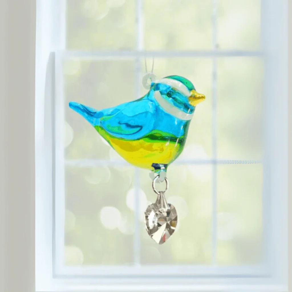 Wild Things ‘Blue Tit’ Crystal Glass Suncatcher – Pretty Little Birds Range - Image 2