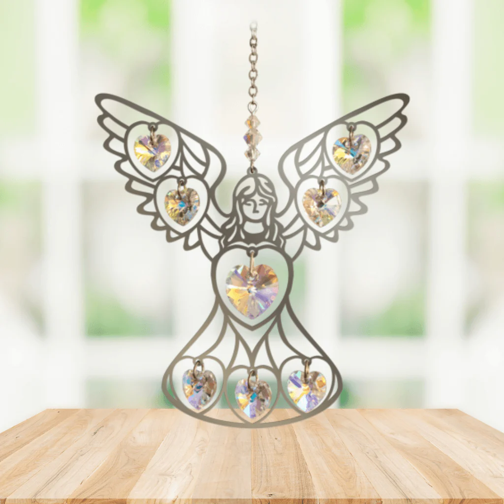 Angel ‘Aurora Borealis’ Large Crystal Suncatcher – Pure Radiance Collection - Image 2